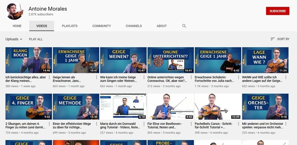 Geige lernen YouTube Videos